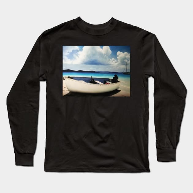 Dinghy on Sandy Cay - British Virgin Islands Long Sleeve T-Shirt by CHBB